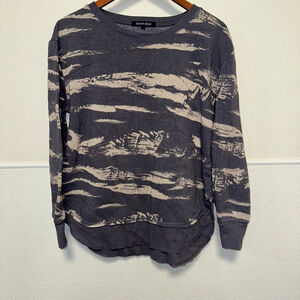 Women's Ocean Drive Charcoal & Beige Patterned Sweatshirt Pullover M